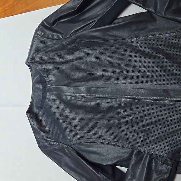 Vince steel grey leather jacket. zips and snaps, with front pockets.  women's L - Picture 15 of 16